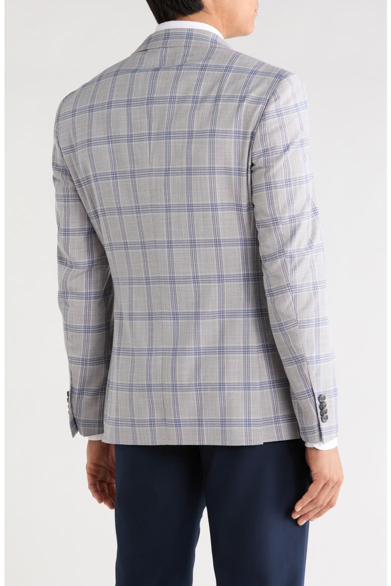 Trim Fit Plaid Sport Coat, Alternate, color, GREY