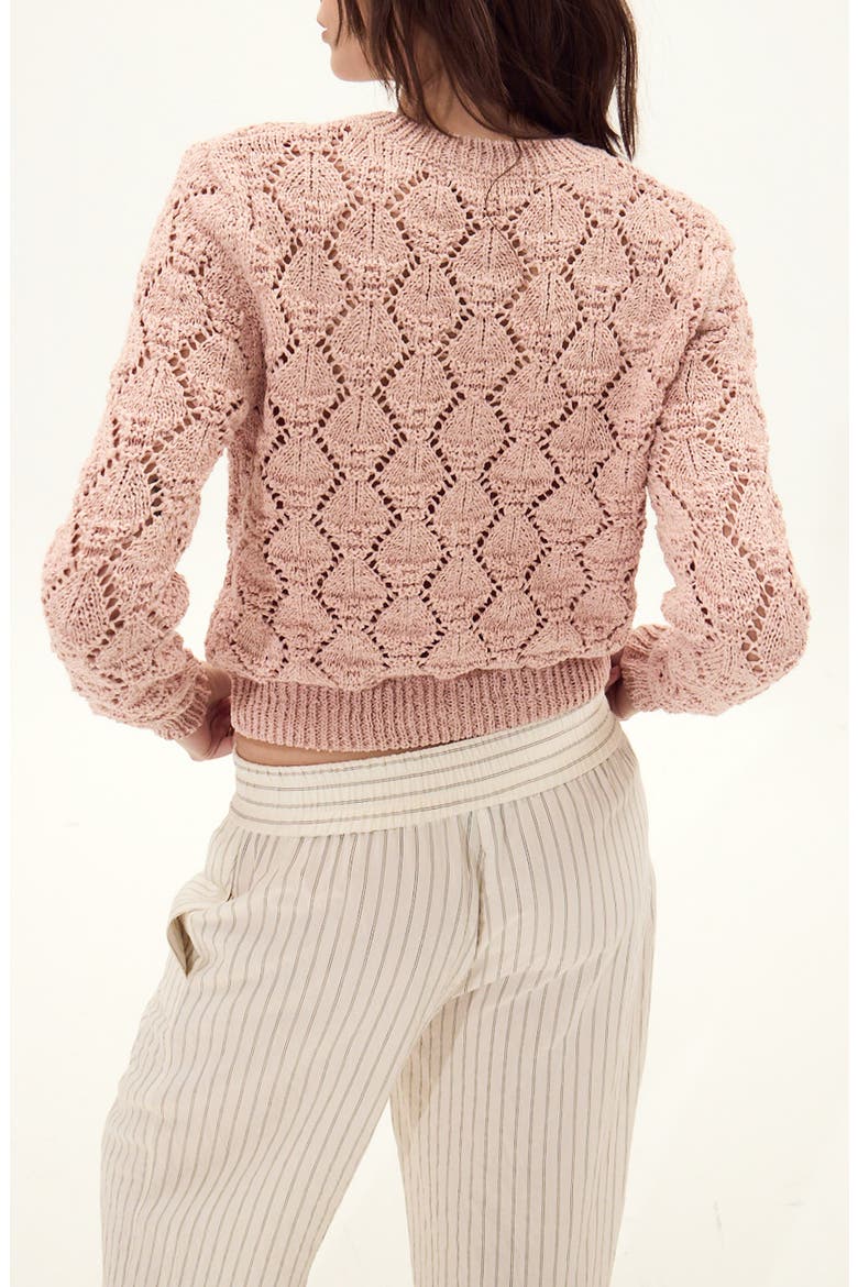 Cerdena Pointelle Cotton Blend Cardigan, Alternate, color, PINK