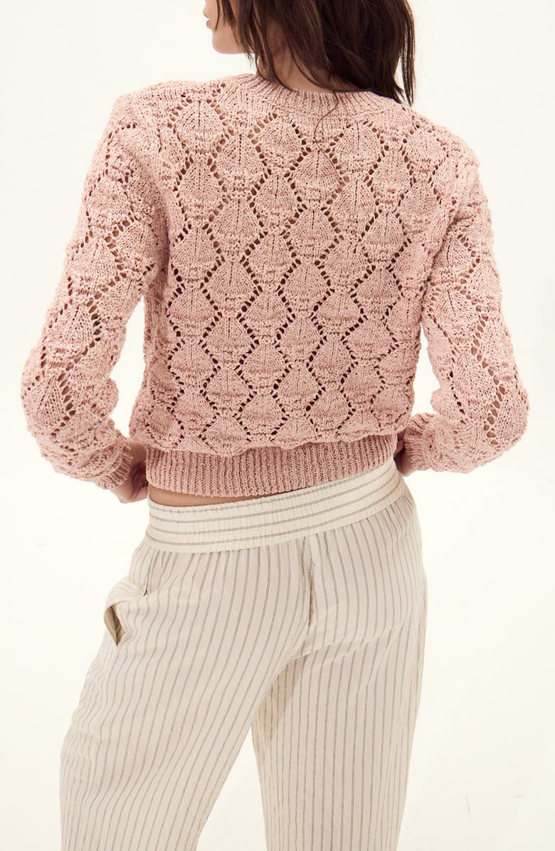 DELUC Cerdena Pointelle Cotton Blend Cardigan, Alternate, color, 