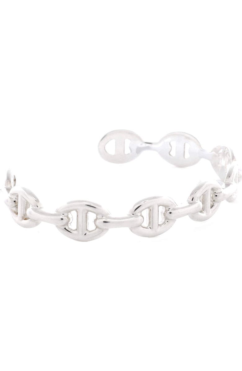 Pre-Owned Hermes Chaine d'Ancre Enchainee Cuff Bracelet Sterling Silver Medium, Alternate, color, Silver
