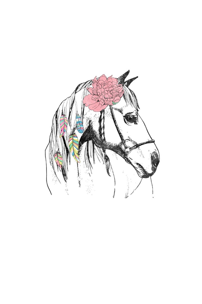 Girl's Lost Gods Dream Horse Graphic Tee, Alternate, color, White