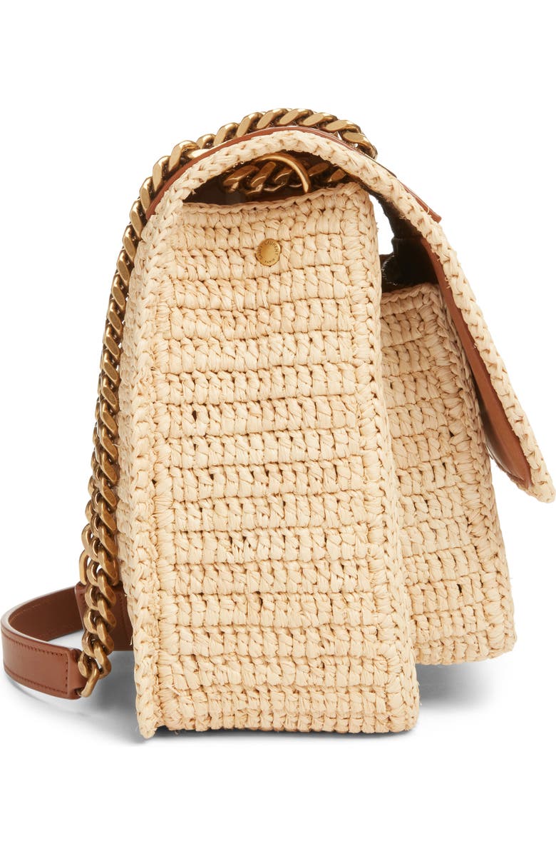 Saint Laurent Medium Niki Woven Raffia Shoulder Bag, Alternate, color, Natural/ Brick