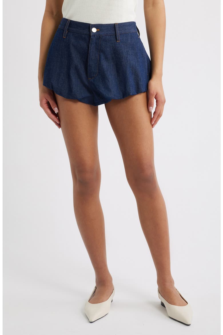 The Shell Bubble Hem Denim Shorts, Main, color, PUZZLE