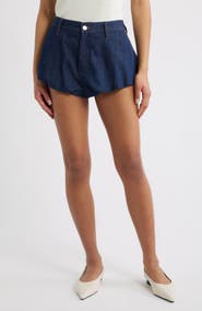 FRAME The Shell Bubble Hem Denim Shorts