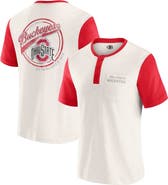 Darius Rucker Collection by Fanatics Men's Darius Rucker Collection by Fanatics Cream/Scarlet Ohio State Buckeyes Henley Color Block Slub T-Shirt