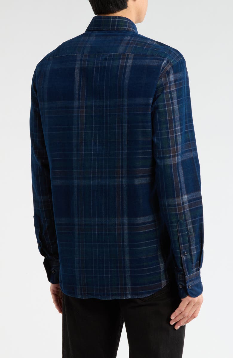 Eterna Fine Wale Corduroy Modern Fit Button Front Shirt, Alternate, color, Grey Blue