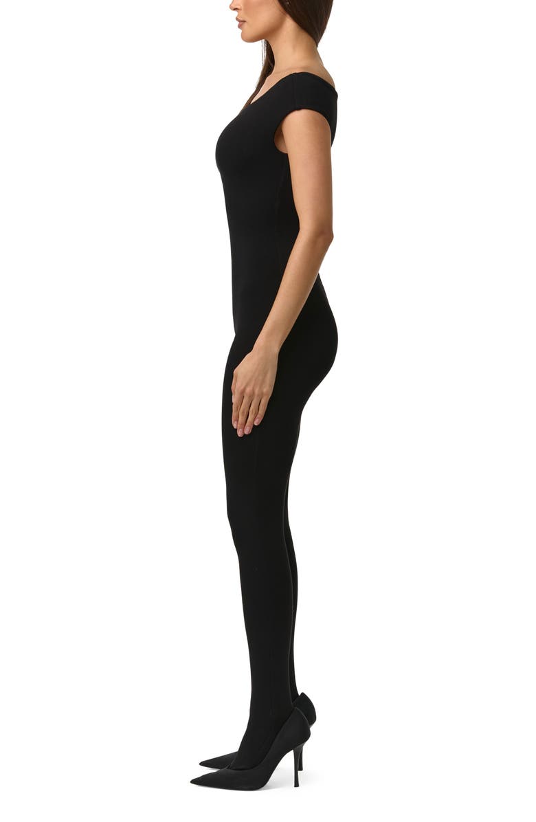 Naked Wardrobe Smooth Off the Shoulder Jumpsuit, Alternate, color, Black