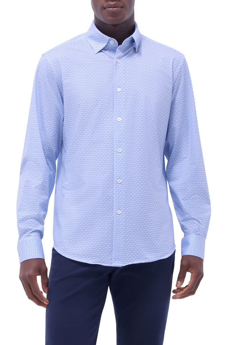 Bugatchi Jules OoohCotton<sup>®</sup> Grid Print Button-Up Shirt, Main, color,