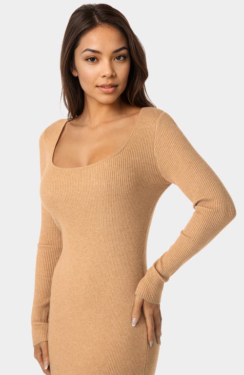 Bebe Scoop Neck Long Sleeve Sweater Dress In Neutral