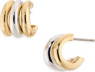 Kate Spade New York tiny twinkles two tone trio huggie hoop earrings