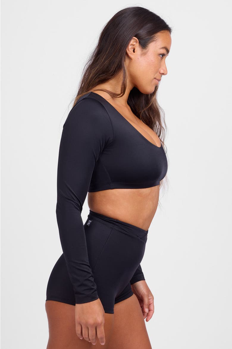 Avalon Long Sleeve Crop Rashie, Alternate, color, Black