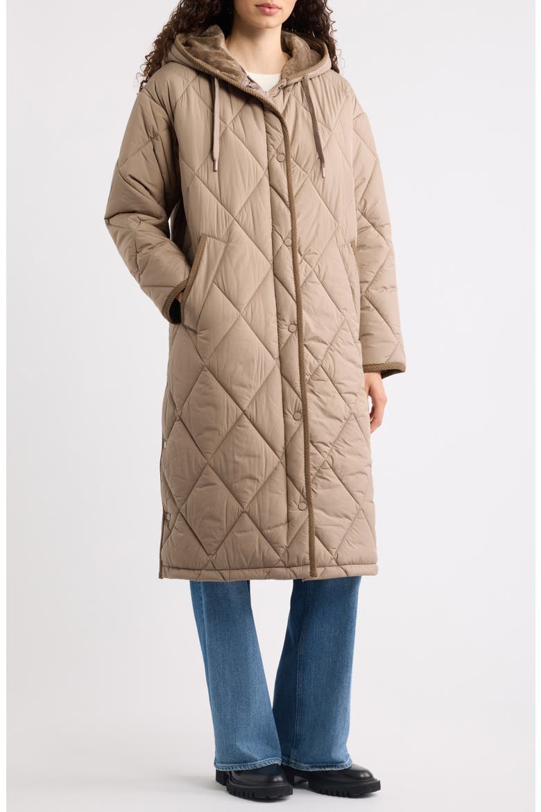 Sleeping Bag Quilted Coat, Alternate, color, DUSTYTAUPE