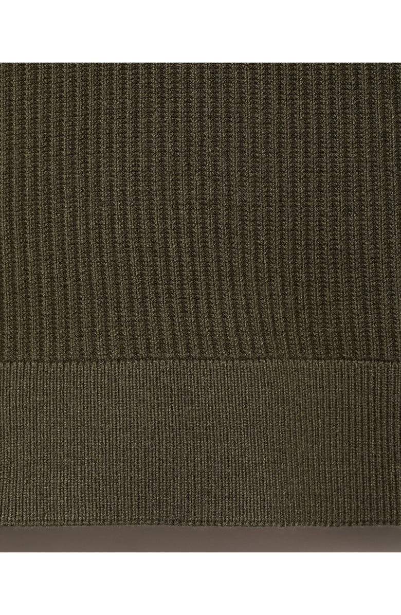 MANGO Rib Quarter Zip Sweater, Alternate, color, Olive Green