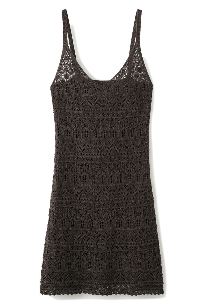 Crocheted Dress with Scalloped Hem, Alternate, color, CHOCOLATE