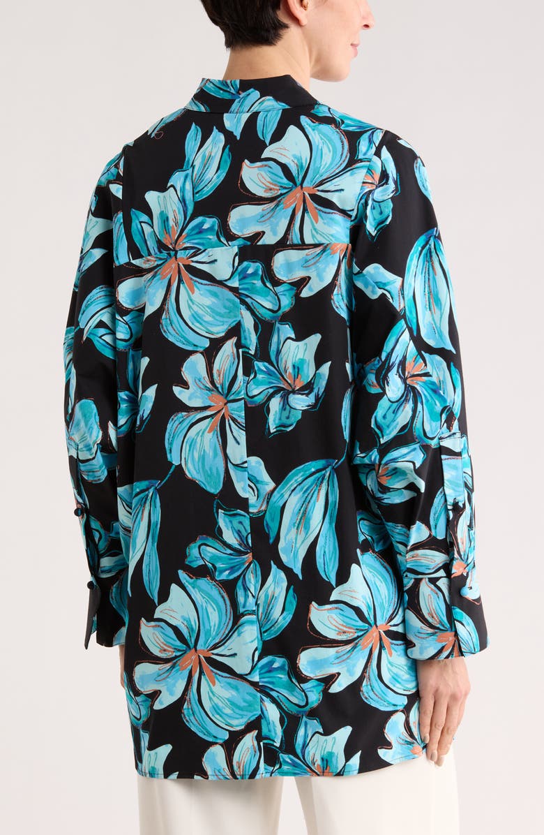 Diane von Furstenberg Caleb Floral Stretch Cotton Button-Up Shirt, Alternate, color, Opera Floral Black Lg