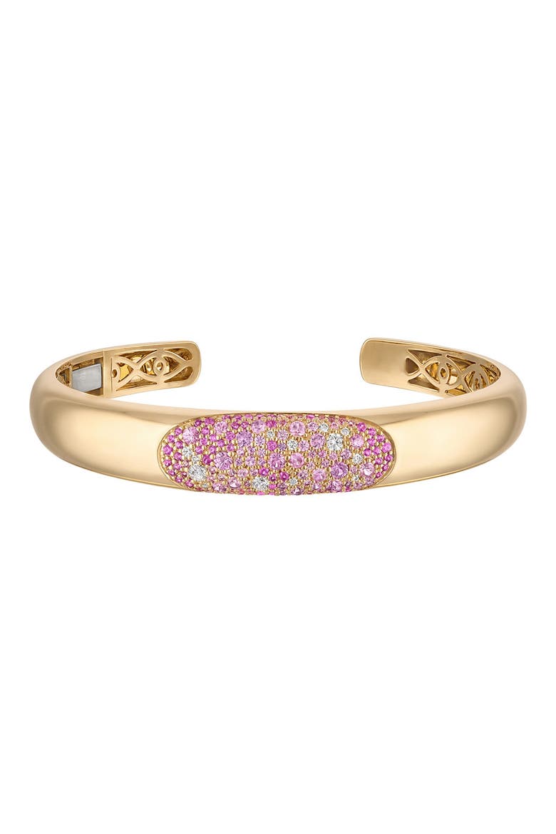 14k Gold Pink Sapphire Bangle, Main, color, PINK