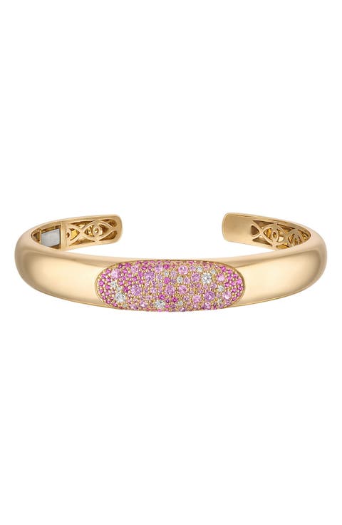 14k Gold Pink Sapphire Bangle
