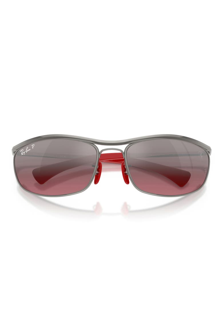 x Ferrari 62mm Polarized Oversize Oval Sunglasses, Alternate, color, GUNMETAL / POLAR WINE