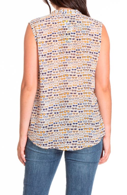Apny Print Chiffon Button-up Sleeveless Top
