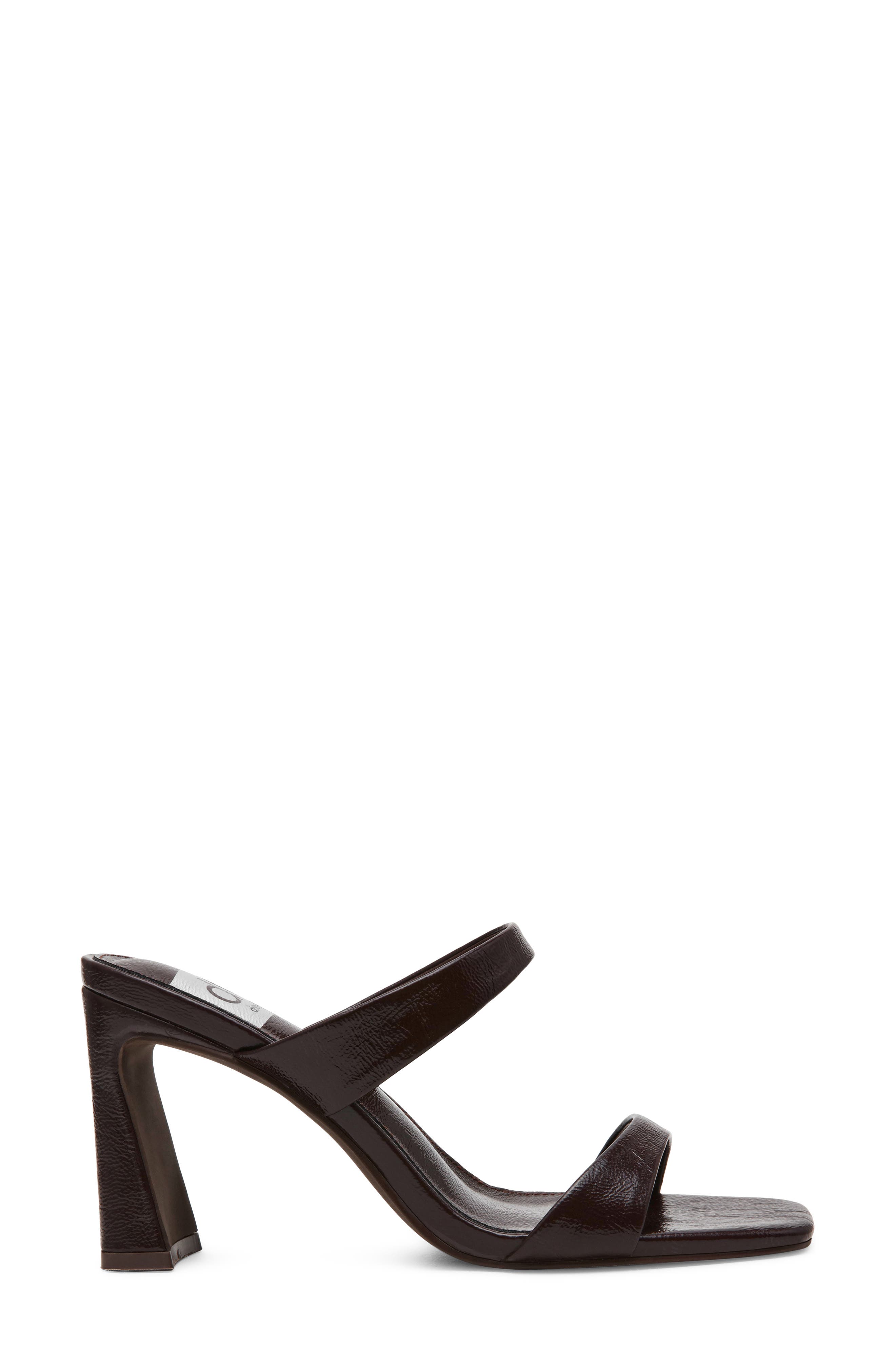 Veniss Block Heel Slide Sandal, Alternate, color, BROWN PATENT