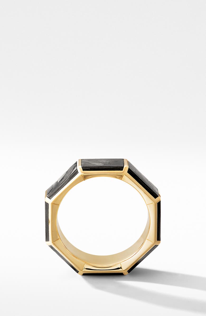 David Yurman Faceted 18k Yellow Gold Band Ring with Forged Carbon, Alternate, color,