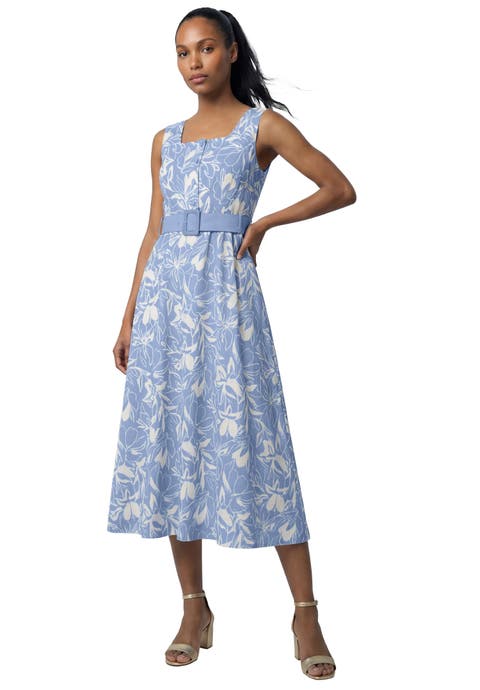 Belted Linen Midi Dress (Plus)