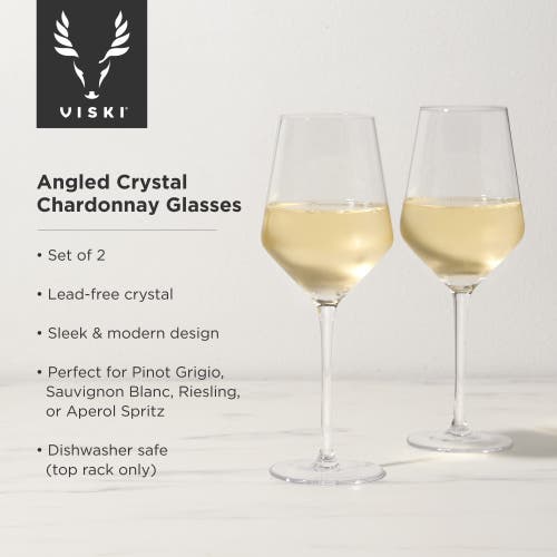 Viski Raye Set Of 2 Crystal Chardonnay Glasses In Clear