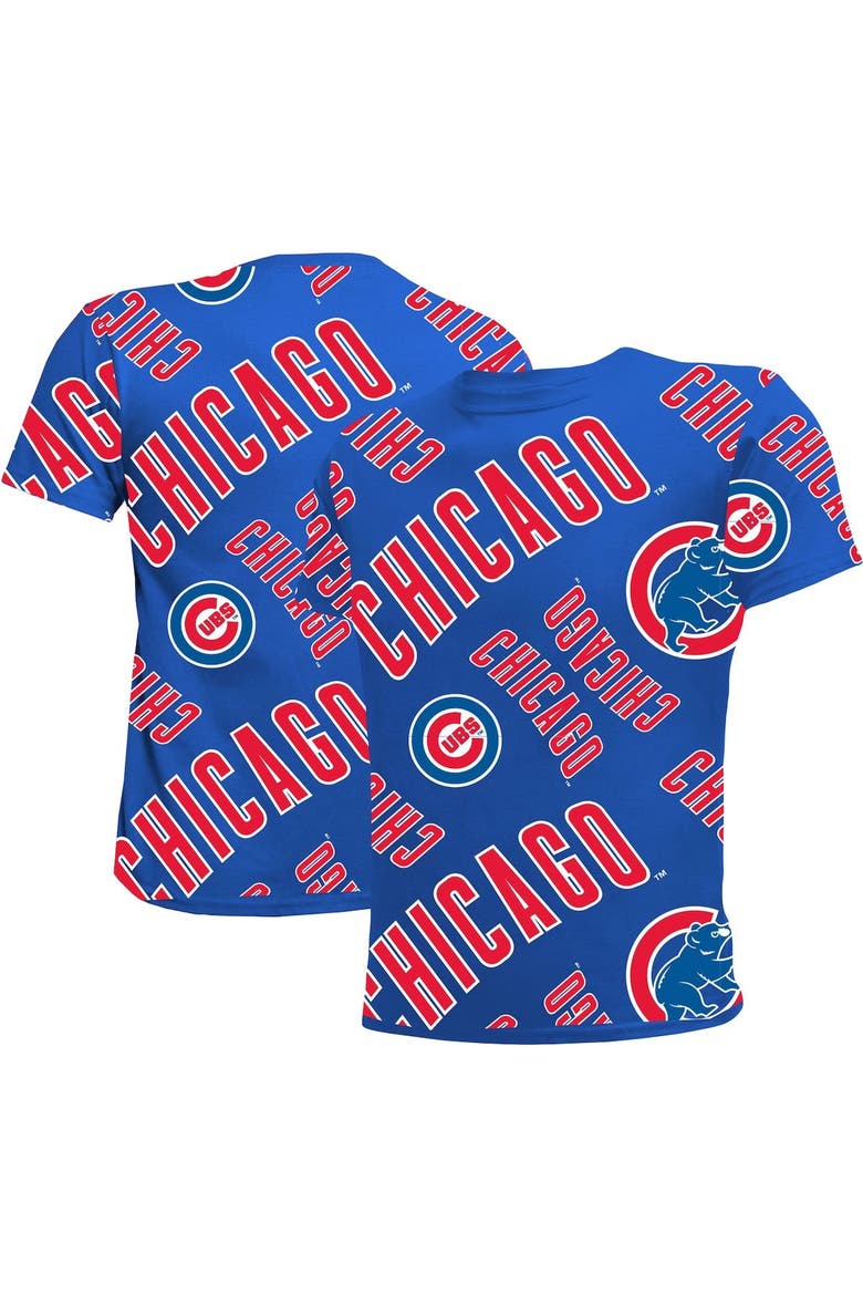 Youth Stitches Royal Chicago Cubs Allover Team T-Shirt, Main, color, Royal