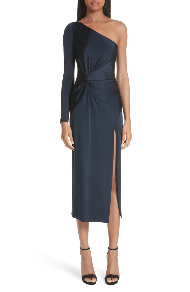 CUSHNIE et Ochs Denise Twist Detail One-Shoulder Dress, Main, color, 