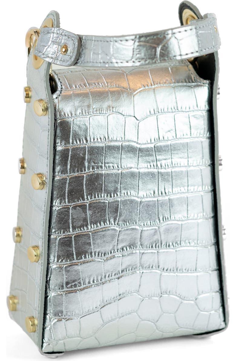 Persaman New York Anette Croc-Embossed Leather Crossbody Bag, Alternate, color, Platinum