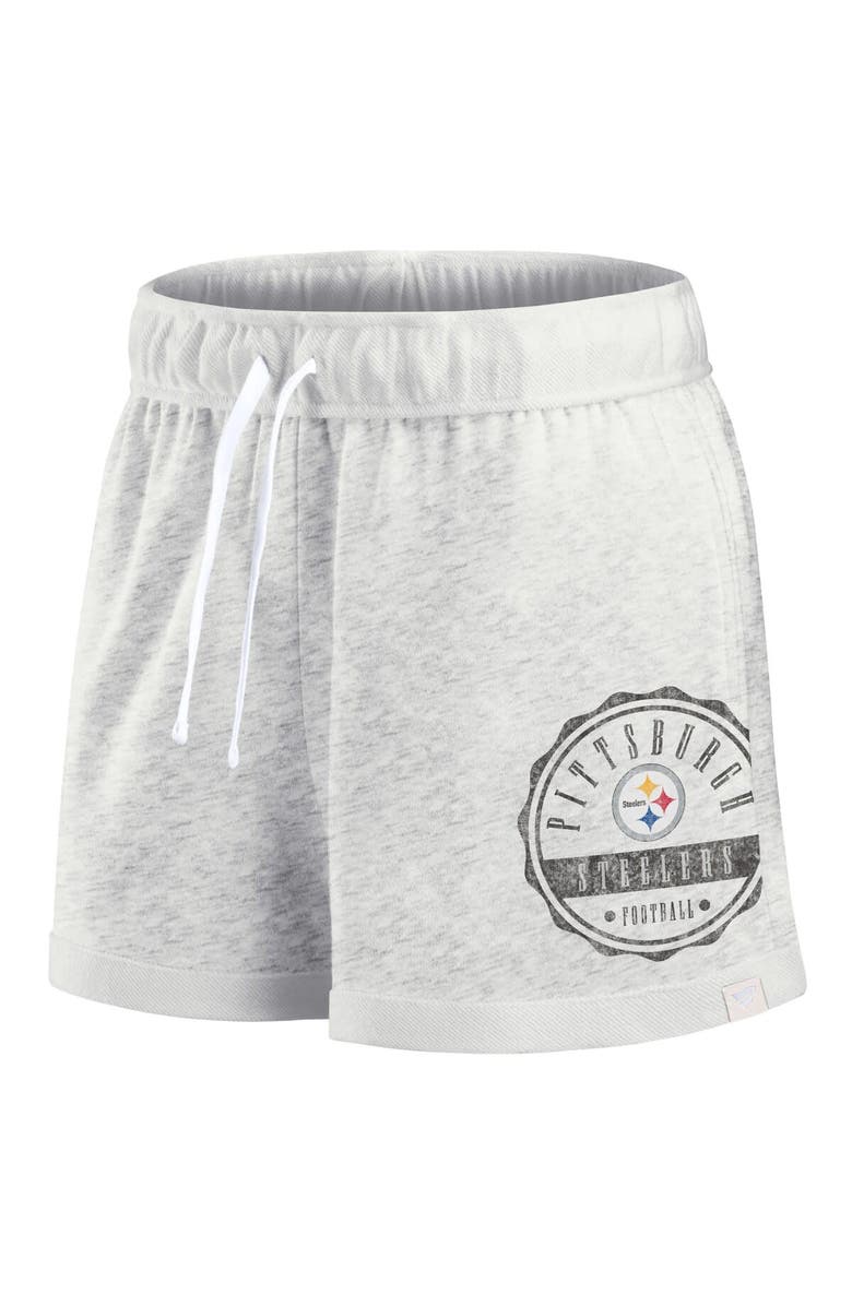 FANATICS Women's Fanatics Branded Oatmeal Pittsburgh Steelers Vintage Badge Shorts, Alternate, color, Oatmeal