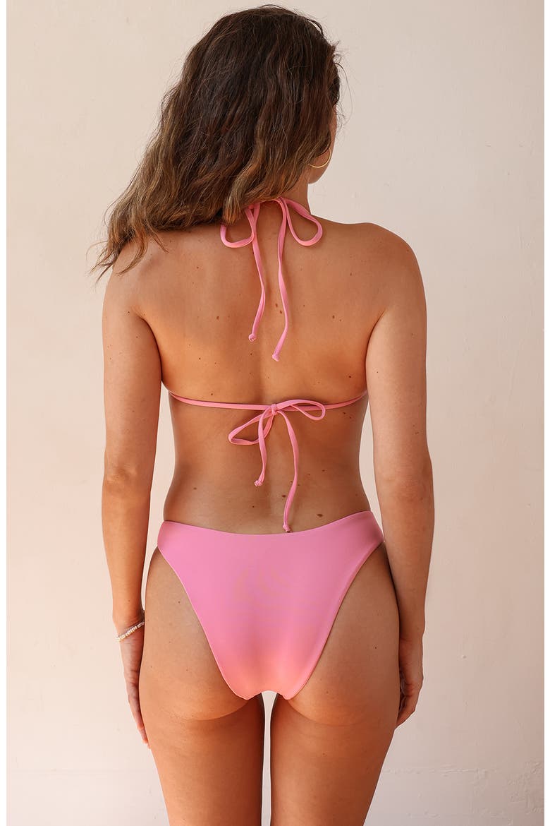 Palm Tie Back Triangle Bikini Top, Alternate, color, Sakura Pink