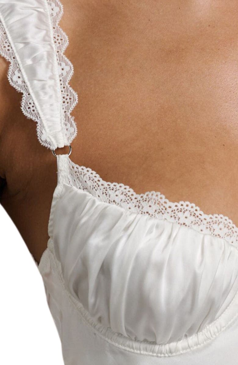 Kat The Label Celeste Lace Trim Satin Slip, Alternate, color,