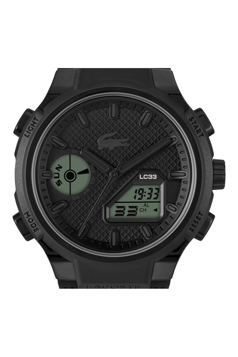 LC33 Silicone Strap Watch, 45mm, Alternate, color, BLACK