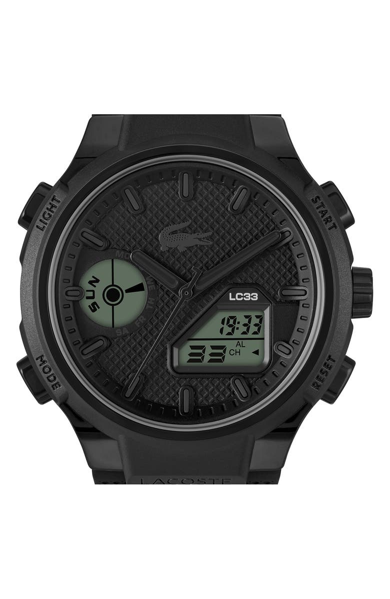 Lacoste LC33 Silicone Strap Watch, 45mm, Alternate, color, Black