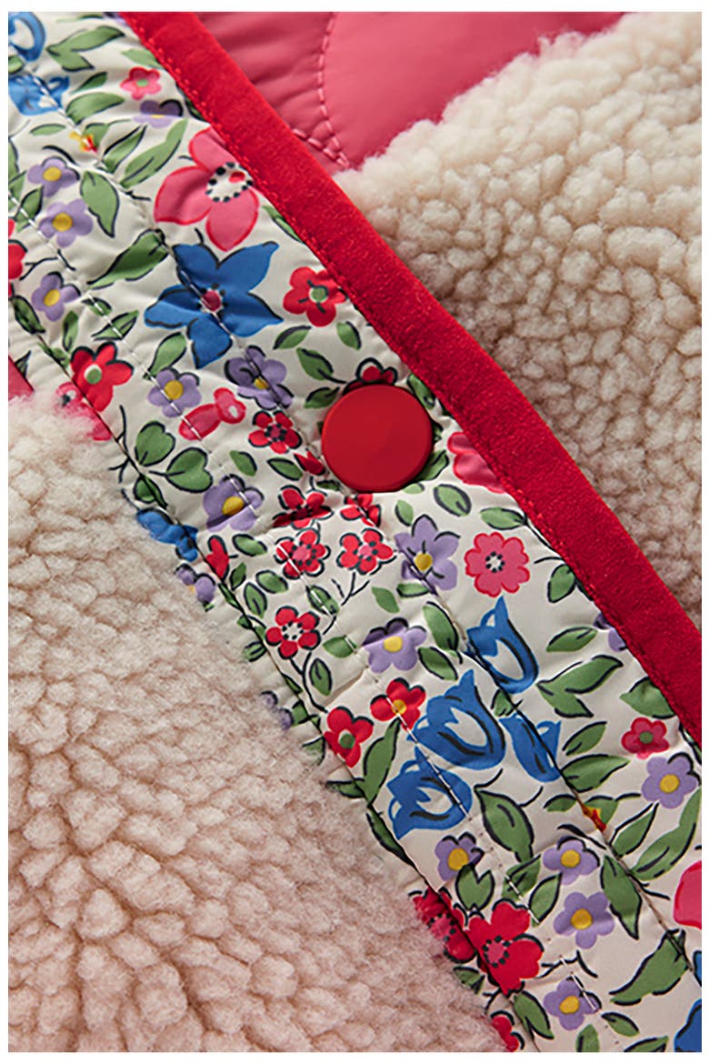 Kids' Mixed Fleece & Quilted Jacket, Alternate, color, ROSE PINK FLOWERBED