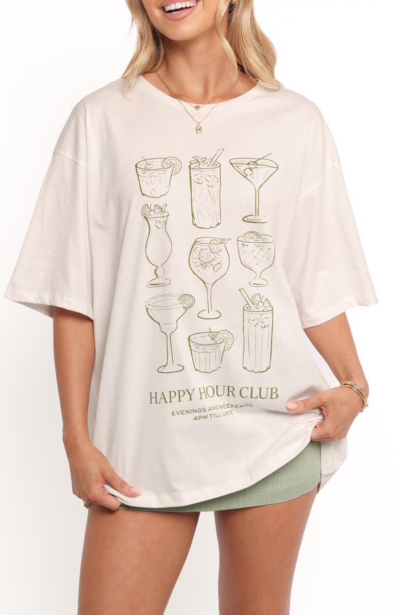 Petal & Pup Happy Hour Graphic T-Shirt, Main, color, White