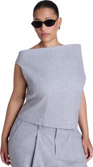 ELOQUII Wide Neck Suiting Top (plus)
