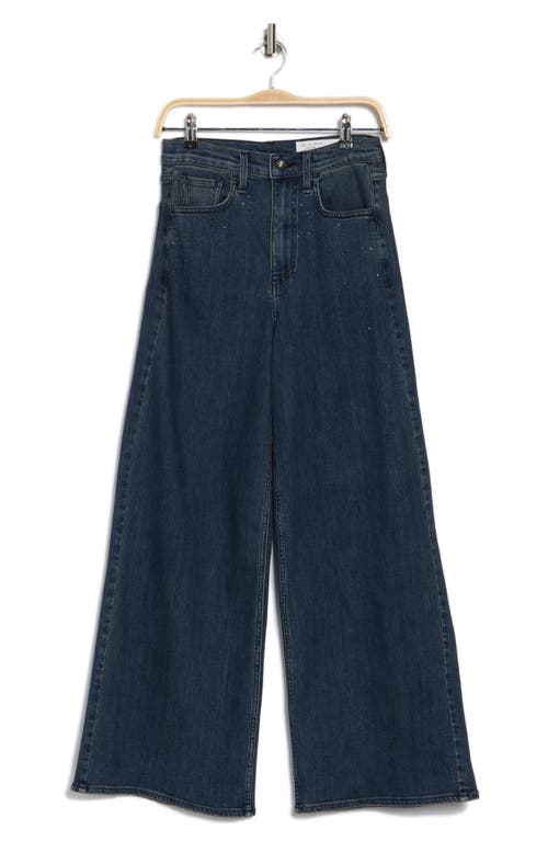 Rag & Bone Serena High Waist Rhinestone Wide Leg Jeans In Dark Wash Jewel