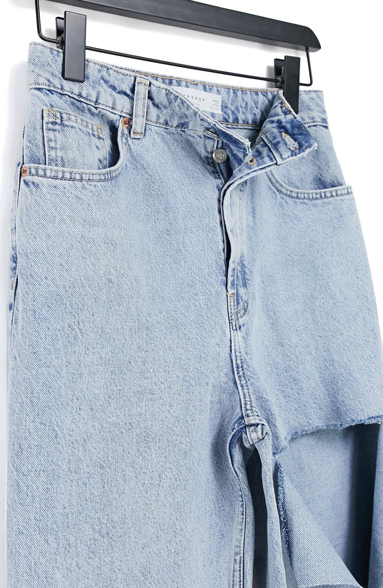 Topshop Ripped High Waist Oversize Mom Jeans, Alternate, color, 