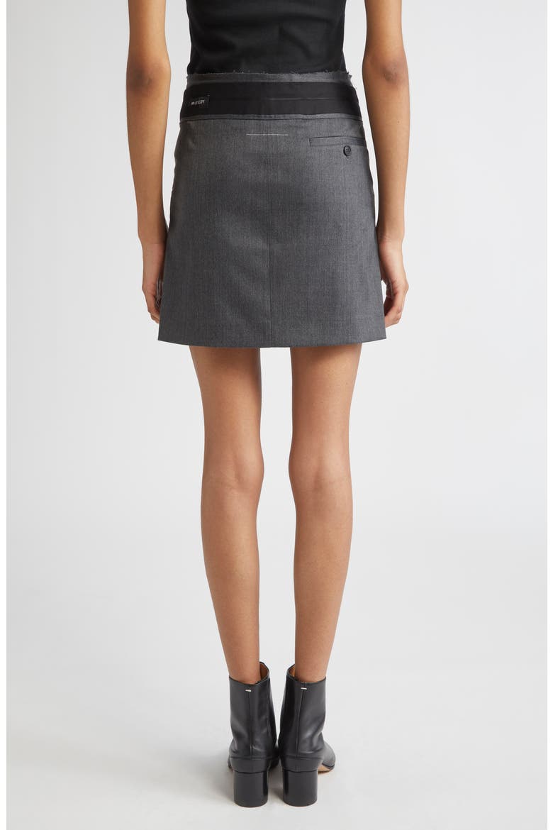 Released Waistband Stretch Gabardine Miniskirt, Alternate, color, DARK GREY MELANGE