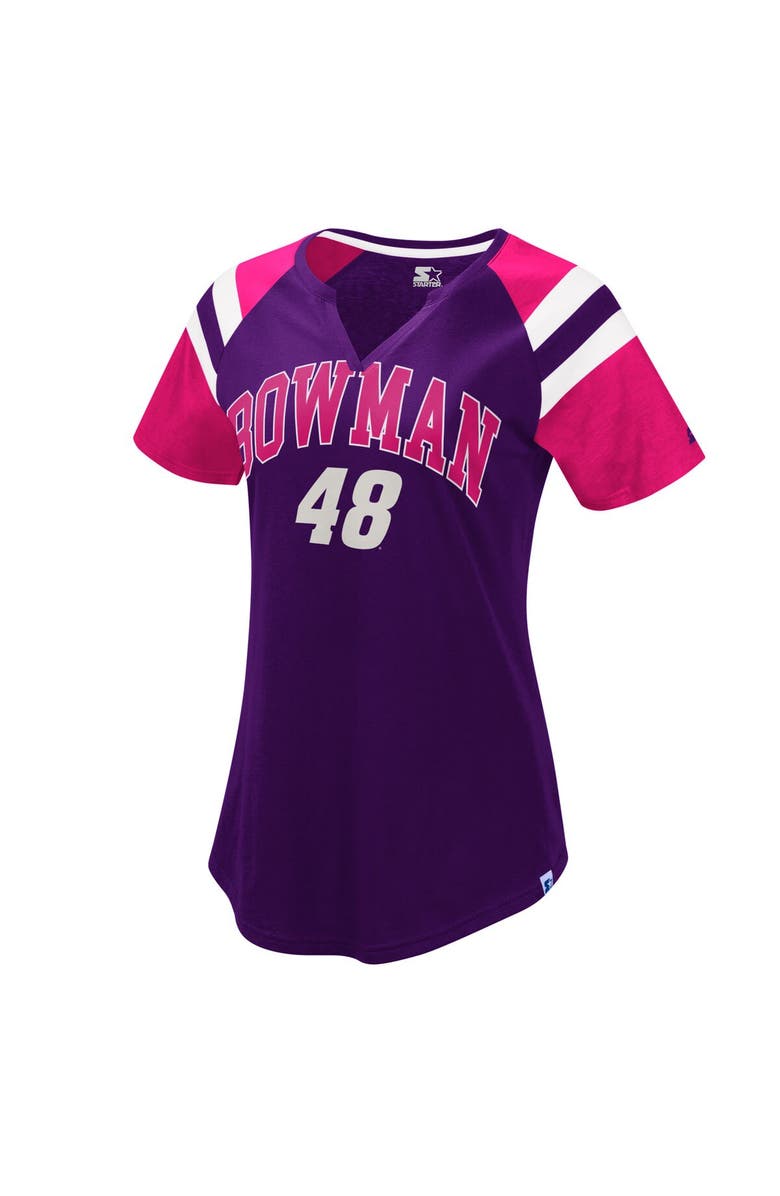 STARTER Women's Starter Purple/Red Alex Bowman Game On Notch V-Neck T-Shirt, Main, color, 