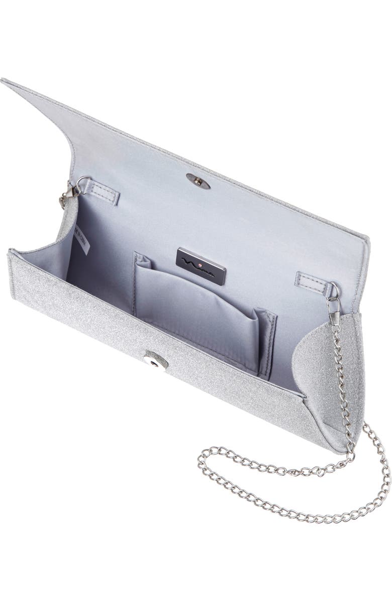 Nina Zoey Metallic Clutch, Alternate, color, Silver