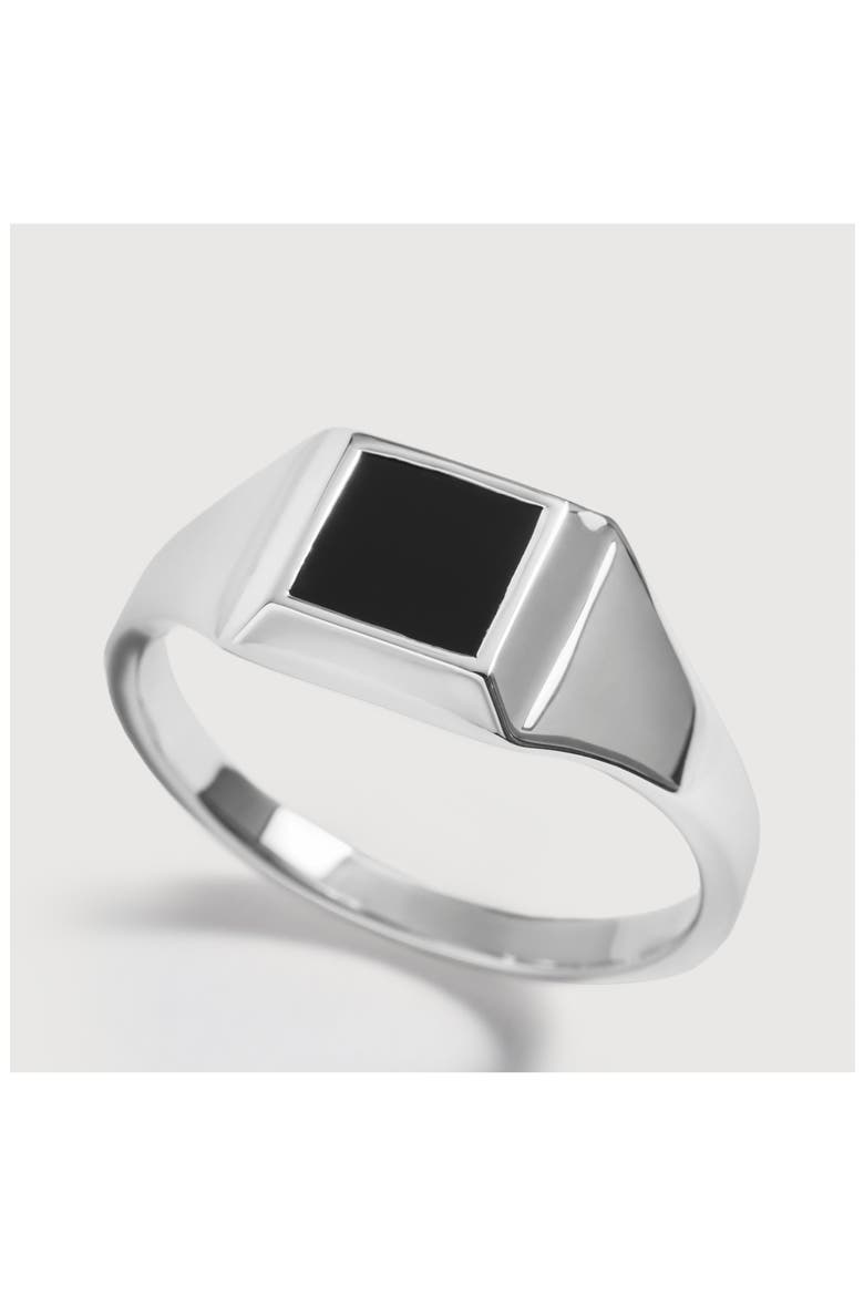 Signature Sterling Silver Black Onyx Signet Ring, Alternate, color, STERLING SILVER / BLACK ONYX