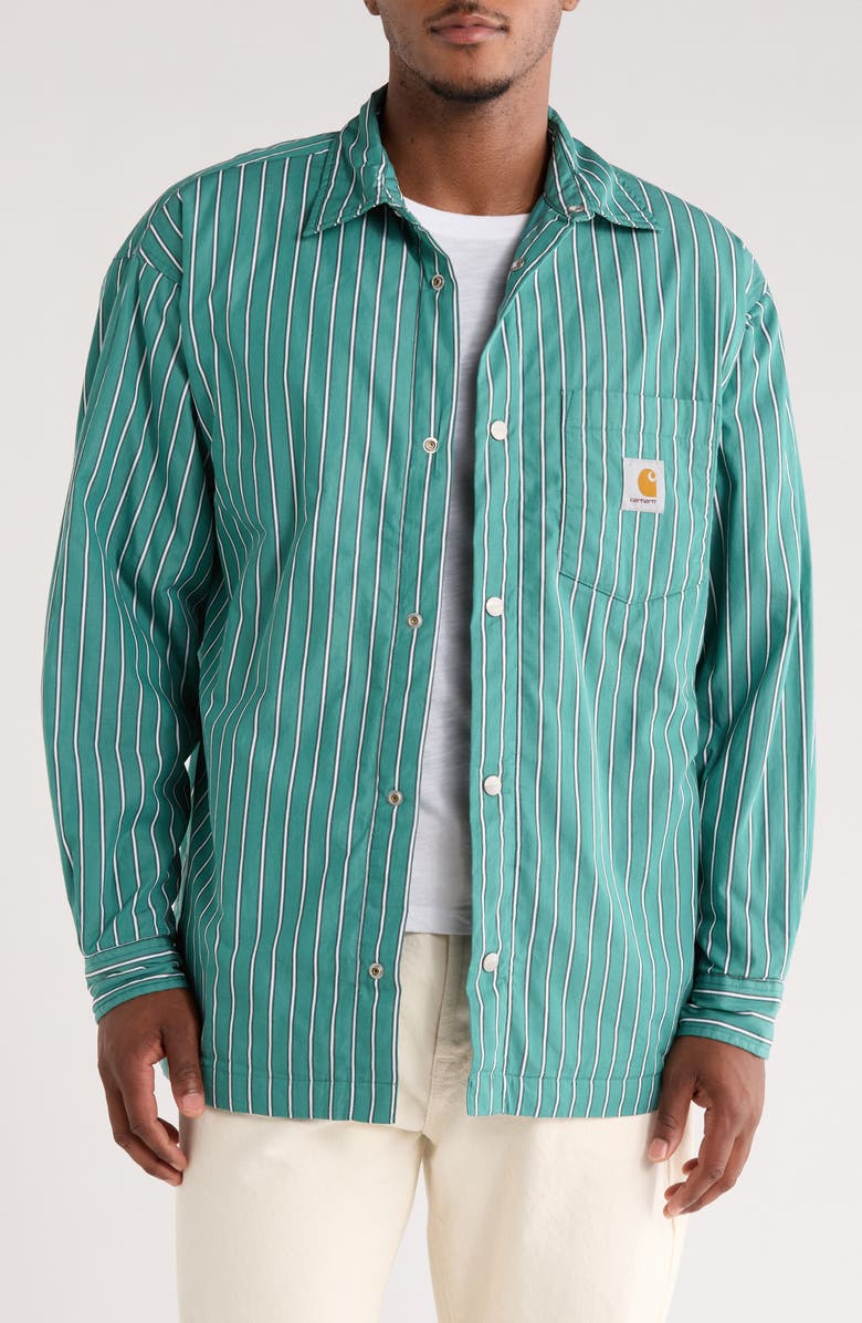 Carhartt Work In Progress Grimsby Stripe Shirt Jacket, Main, color, Grimsby Stripe, Saguaro