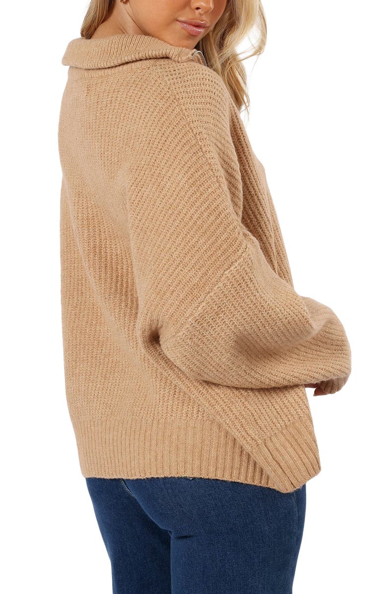 Petal & Pup Miranda Half Zip Rib Sweater, Alternate, color, Beige