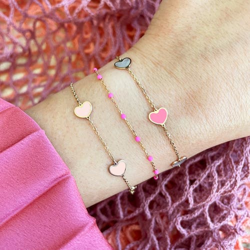 The Lovery Fine Jewelry Pink Pearl Heart Station Bracelet In Gold