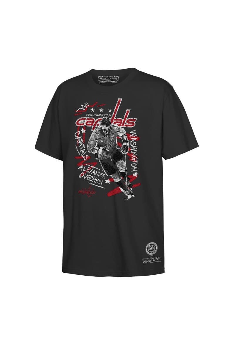 Youth Mitchell & Ness Alexander Ovechkin Black Washington Capitals Chalked Up T-Shirt, Alternate, color, Black