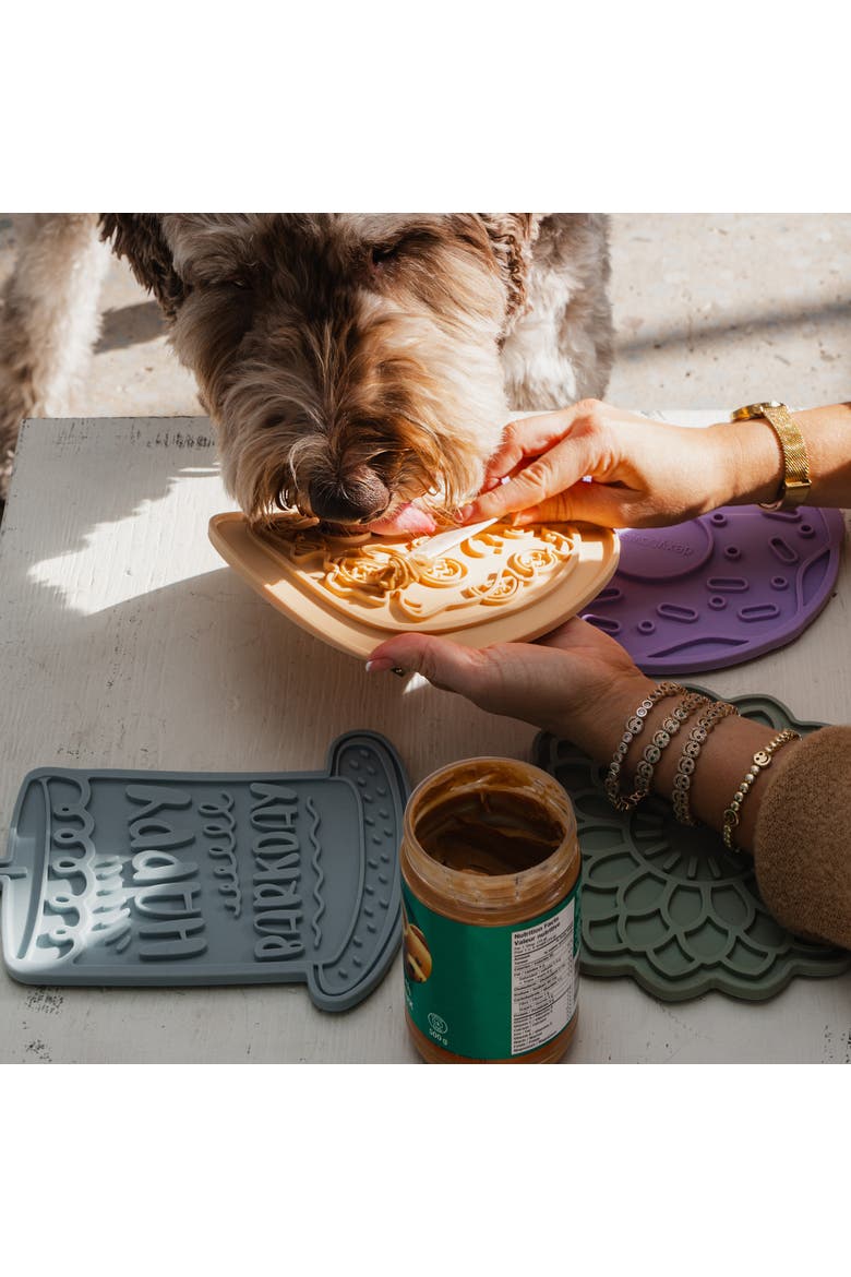 Enrichment Lick Mat Pupperoni Pizza Grooved Silicone, Alternate, color, Brown