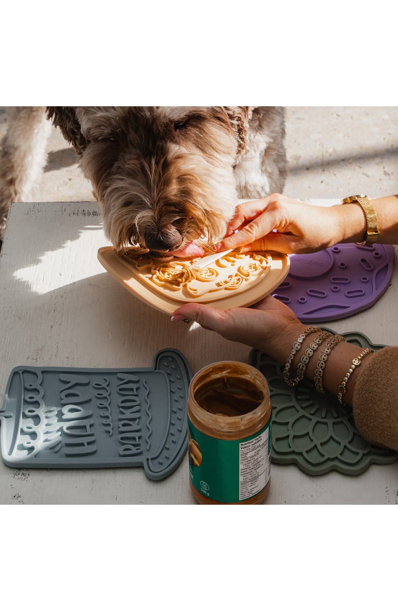 Dexypaws Enrichment Lick Mat Pupperoni Pizza Grooved Silicone, Alternate, color, Brown